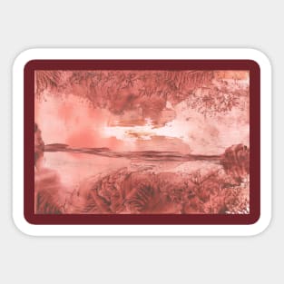 Landscape, nature. Encaustic wax art. Painting drawing Sticker